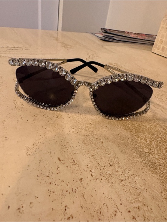 Accessories - Crystal-Embellished Cat Eye Sunglasses - Black